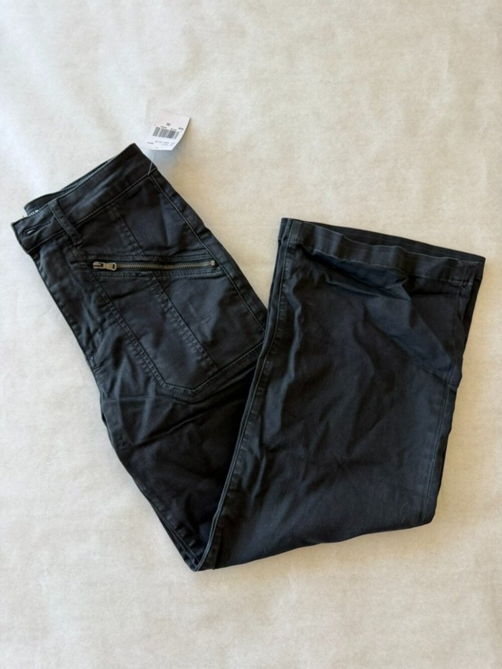 Kut High Rise Meg Wide Leg Pants Zipper Pockets Black Sz 00 NWT